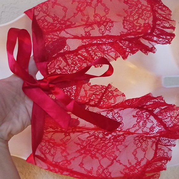 Victorias Secret Elegant Red Lace Babydoll Lingerie Size Large - Picture 11 of 13